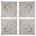 Set of Four White Wood Square Framed Art