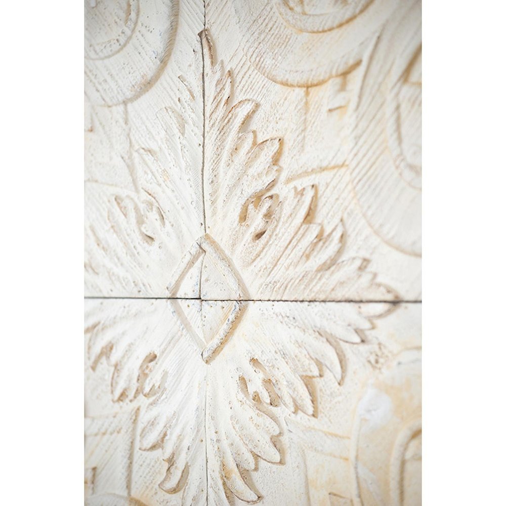 Set of Four White Wood Square Framed Art
