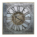32" Gold And Silver Metal Analog Distressed Square Wall Clock