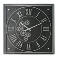 24" Black and Silver Vintage Style Gears Square Wall Clock
