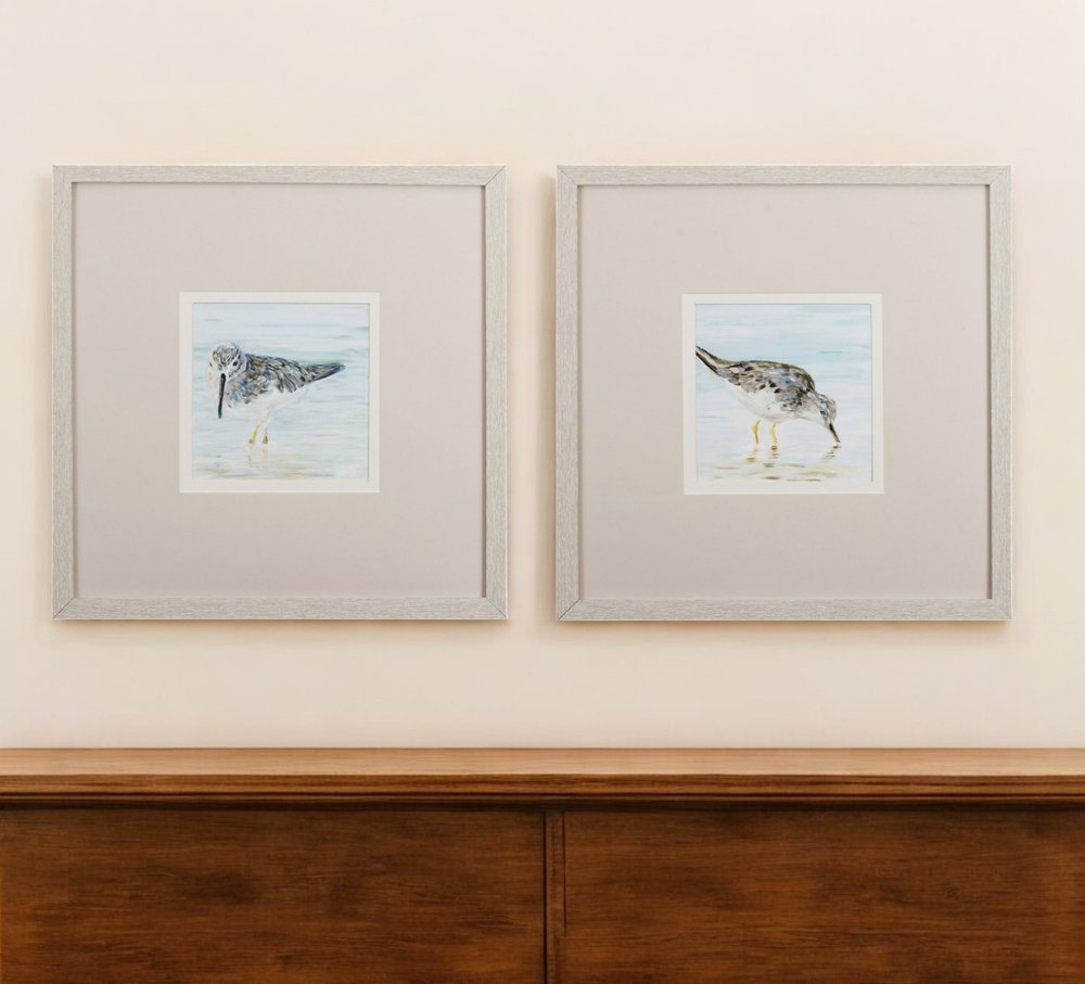 Set of Two Sandpipers Watercolor Wall Art