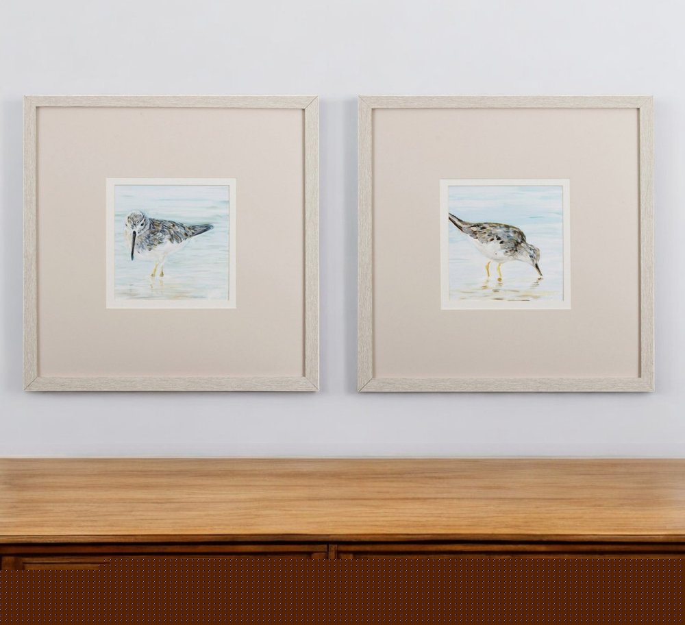 Set of Two Sandpipers Watercolor Wall Art