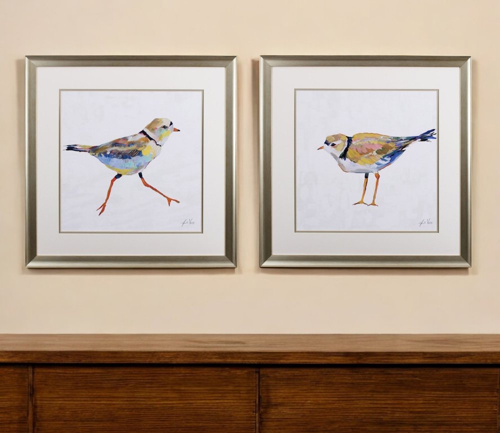 Set of Two Colorful Beach Birds Wall Art