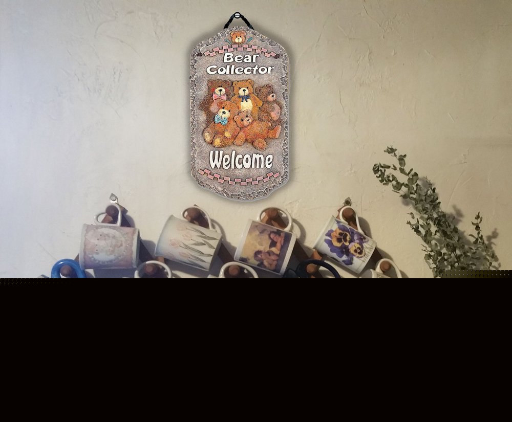 13" X 8" Gray Brown And Cream Bear Welcome Resin Wall Decor