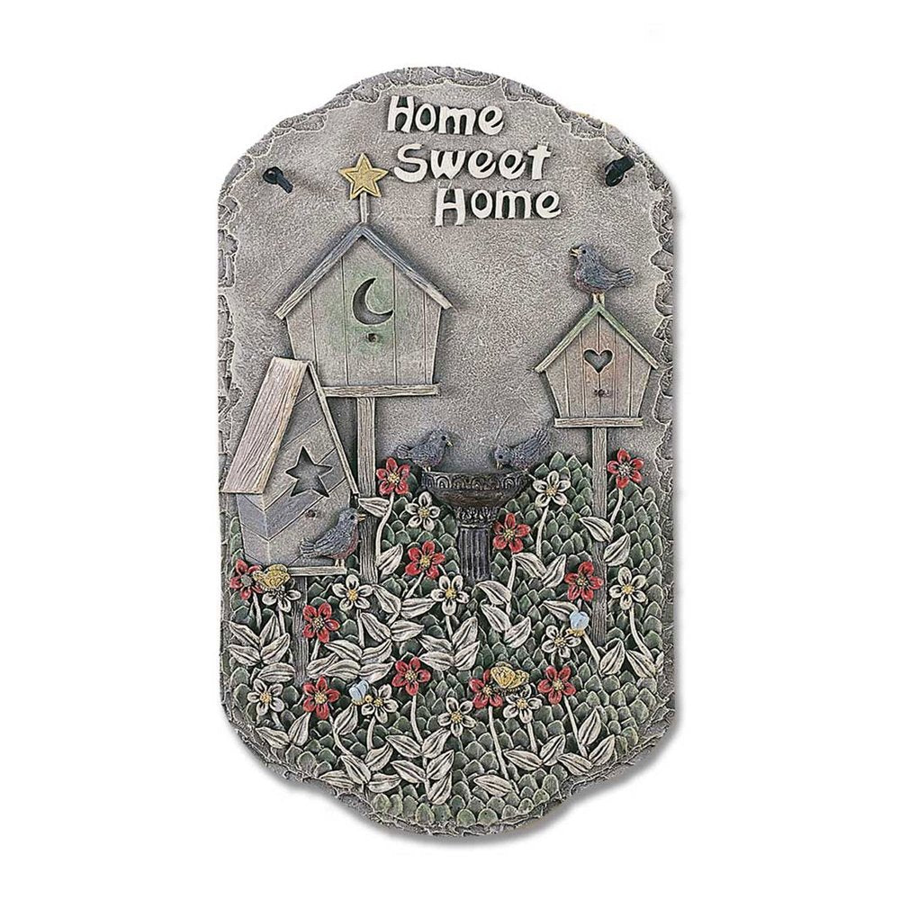 13" X 8" Gray And Ivory Bird Home Sweet Home Polyresin Wall Decor