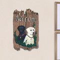 13" X 8" Brown Black And Yellow Dog Welcome Polyresin Wall Decor