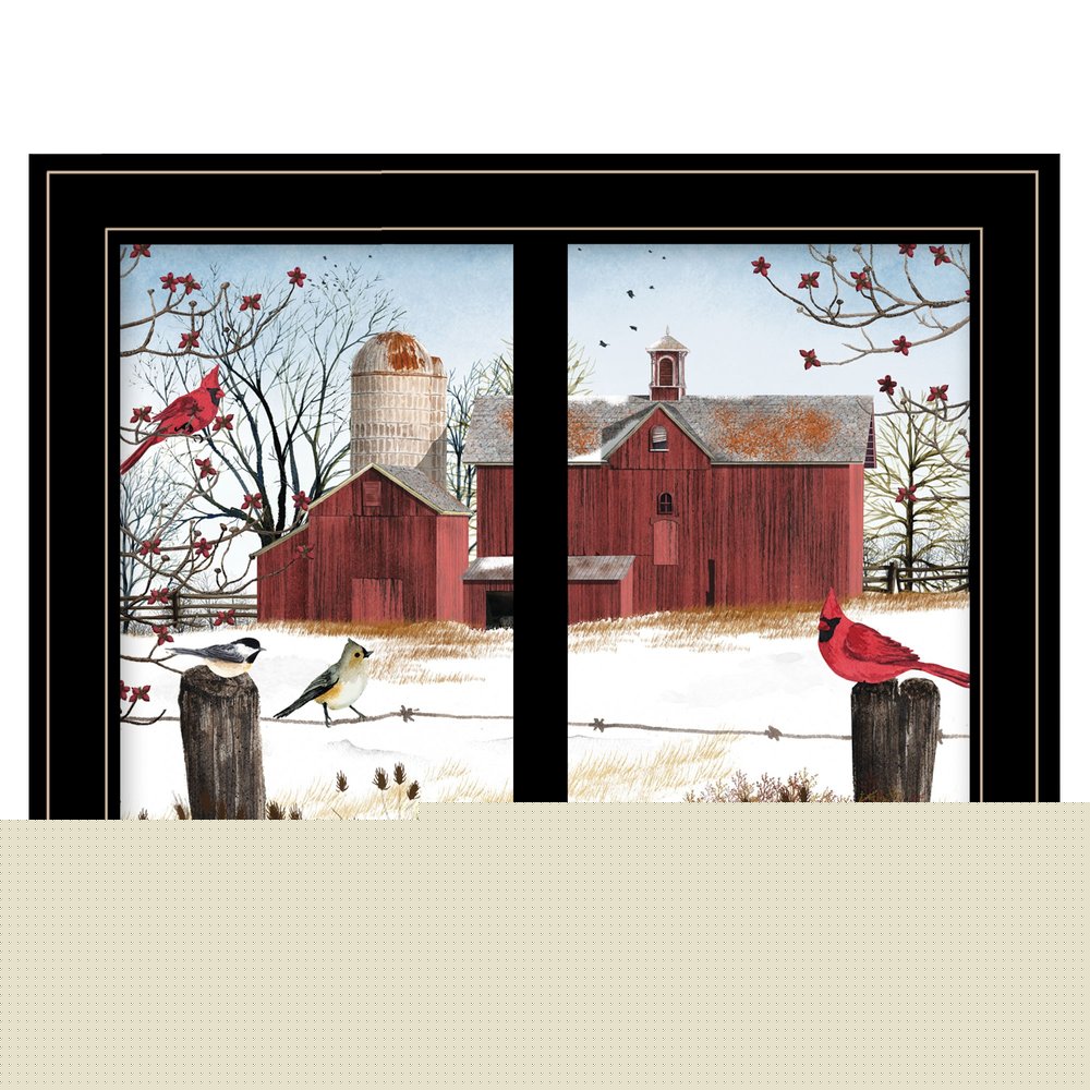 Winter Friends 6 Black Framed Print Wall Art