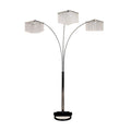 84" Silver Metal Three Light Arched Floor Lamp With Clear Crystal Square Shade