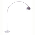 85" White Metal Arched Floor Lamp With Silver Metal Dome Shade
