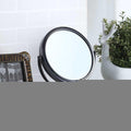 9" Black Round Metal Framed Makeup Shaving Tabletop Mirror