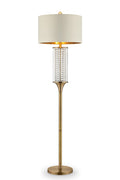 62" Gold Column Floor Lamp With Off White Metal Drum Shade