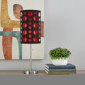 33" Steel Mod Table Lamp With Black And Red Drum Shade