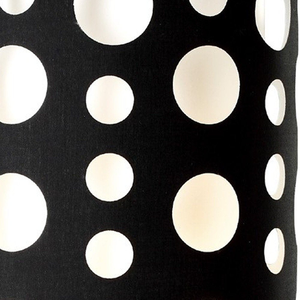 33" Steel Mod Table Lamp With Black And Red Drum Shade