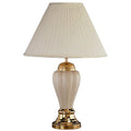 27" Ivory and Gold Ceramic Urn Table Lamp With Off White Empire Shade