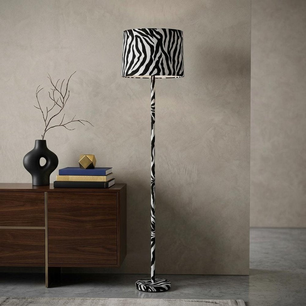 59" White Bedside Table Lamp With White Drum Shade