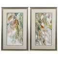 Set of Two Blue Leaves Framed Art