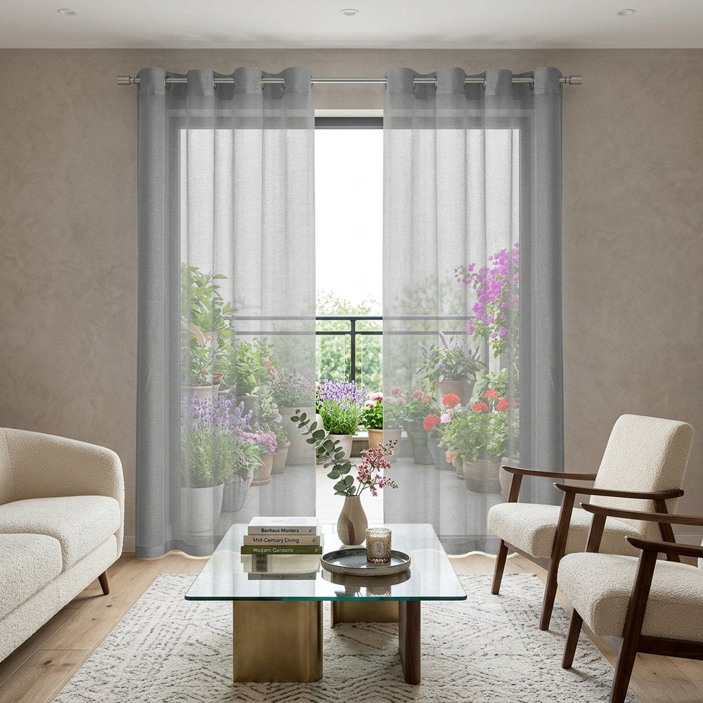 Set of Two 84"  Silver Solid Modern Window Panels