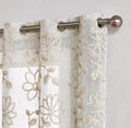 Set of Two 96"  Tan Floral Embroidered Window Panels