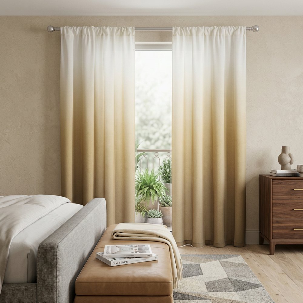Set of Two 84"  Gold Ombre Shades Window Panels