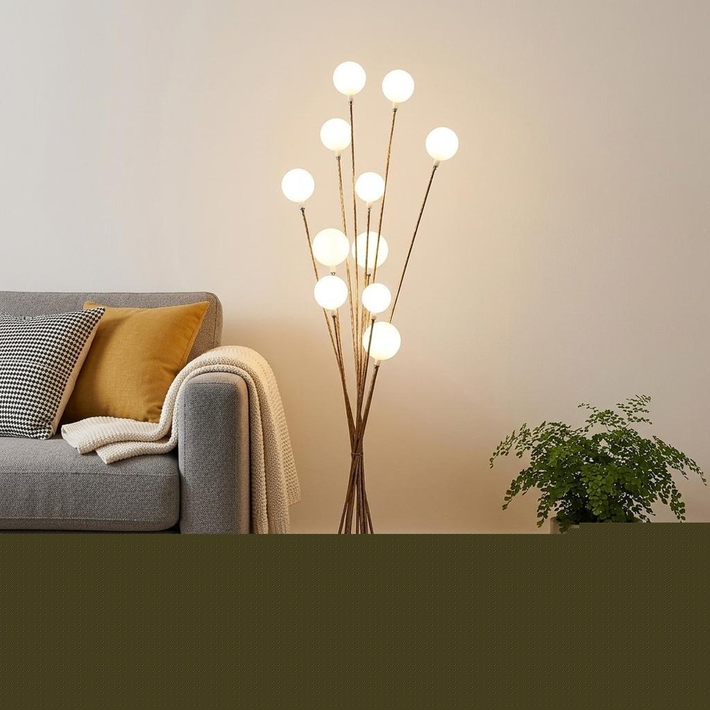 46" Gold 11 LED Novelty Floor Lamp With White