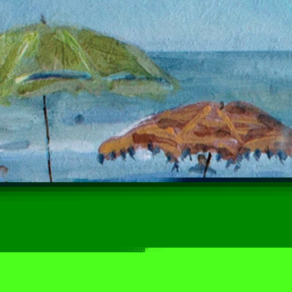 Set of Two Blue Day At The Beach Square Framed Art