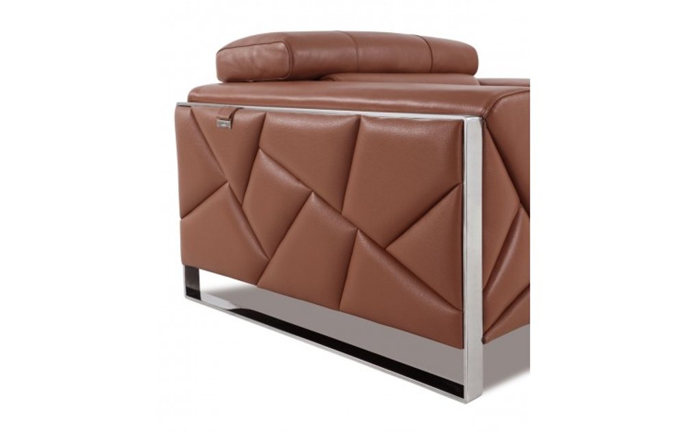89" Black Italian Leather Sofa With Silver Legs