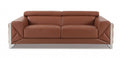 89" Black Italian Leather Sofa With Silver Legs