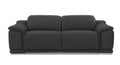 86" Camel Italian Leather USB Reclining Sofa With Silver Legs