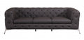 93" Black Italian Leather Chesterfield Sofa With Silver Legs
