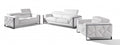 Three Piece Indoor White Italian Leather Six Person Seating Set