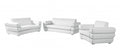 Three Piece Indoor White Italian Leather Six Person Seating Set