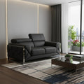 75" Gray And Silver Italian Leather Loveseat