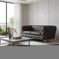 69" Brown And Silver Italian Leather Loveseat