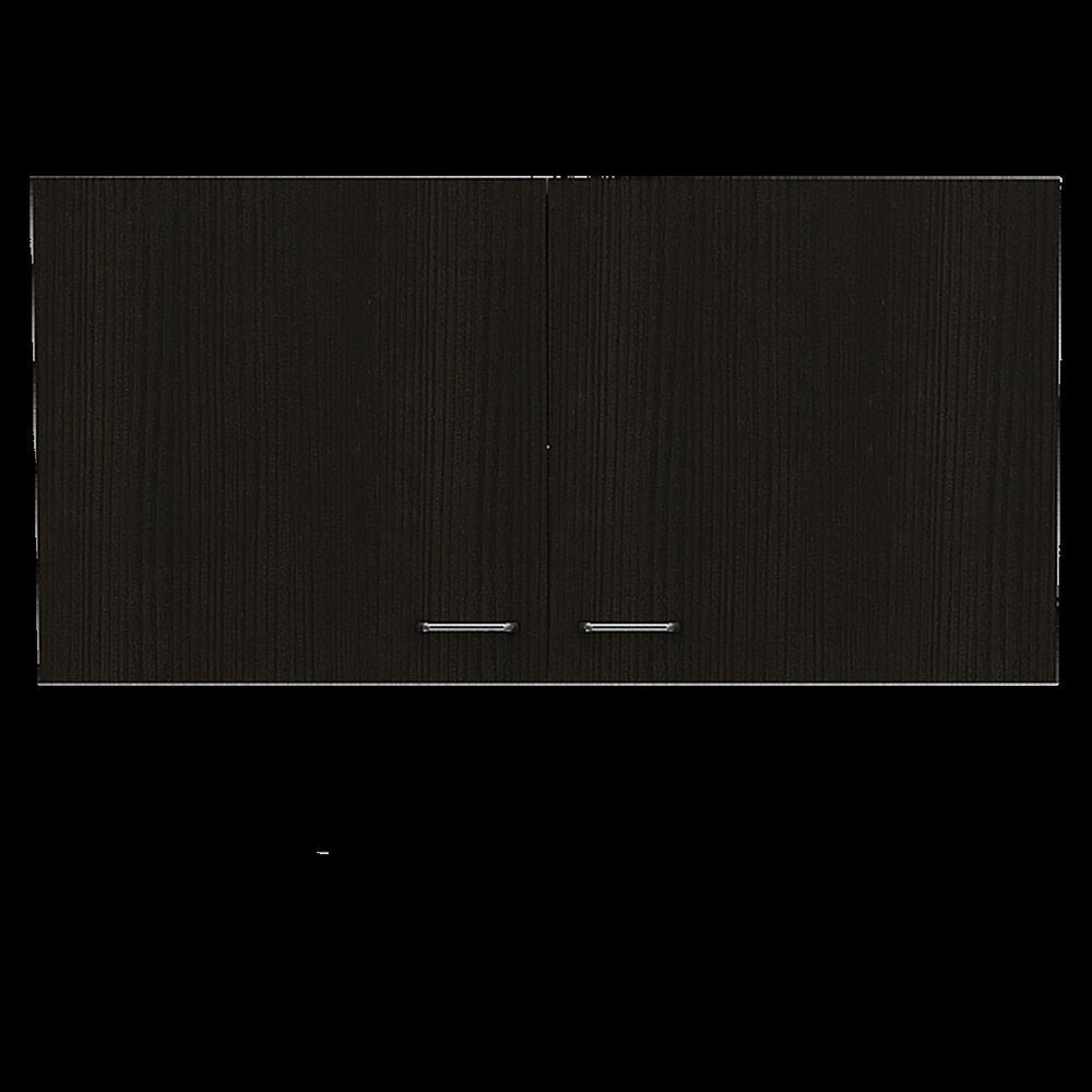 39" Black and White Wood Wall Mounted Accent Cabinet With Two Doors