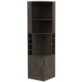 71" Dark Brown Wood Corner Bar Cabinet With Two Doors