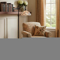 62" Brown And White Floor Lamp With White Glass Bowl Shade