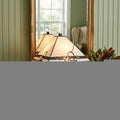 22" Dark Brown Metal Two Light Candlestick Table Lamp With Ivory Shade