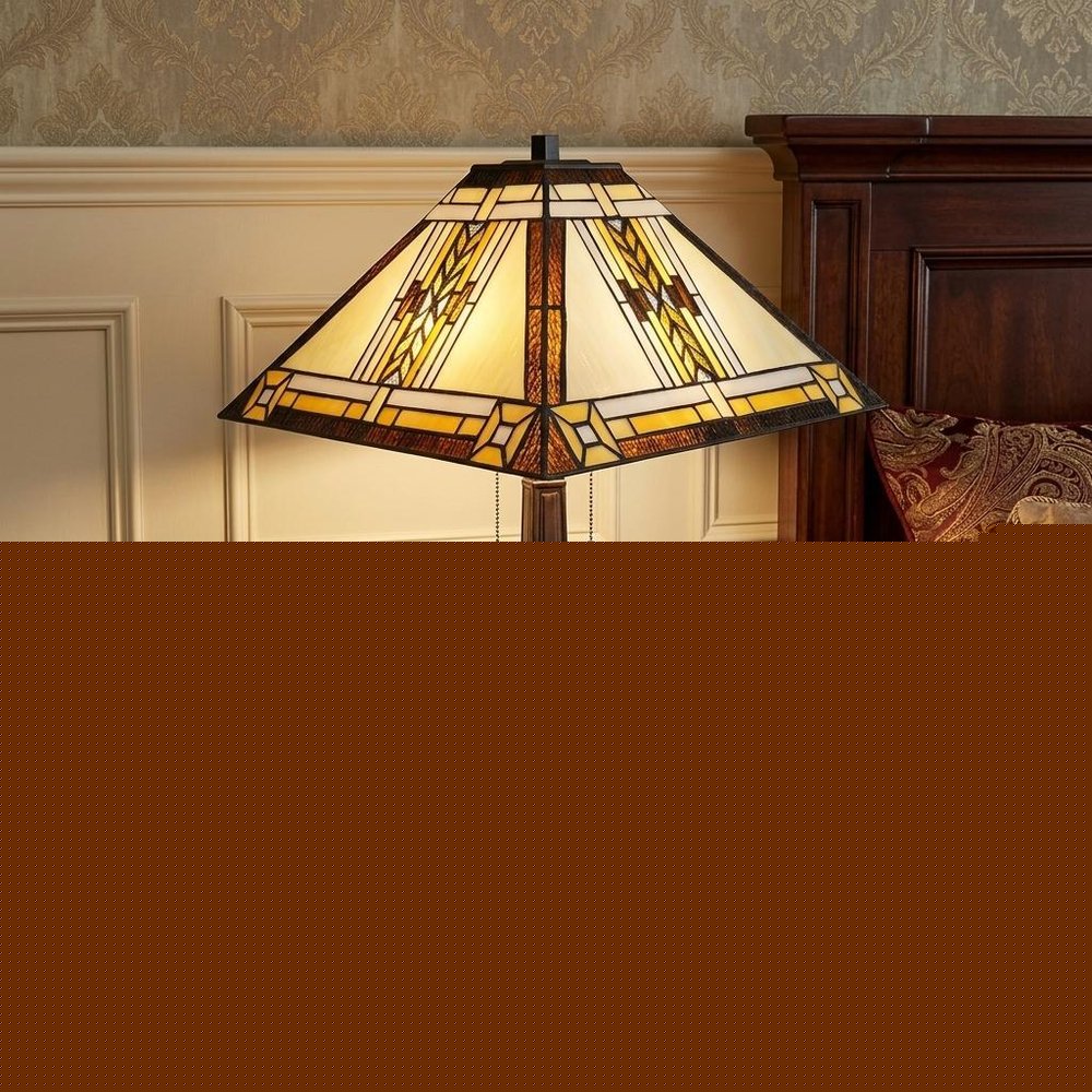 22" Dark Brown Metal Two Light Candlestick Table Lamp With Beige Shade