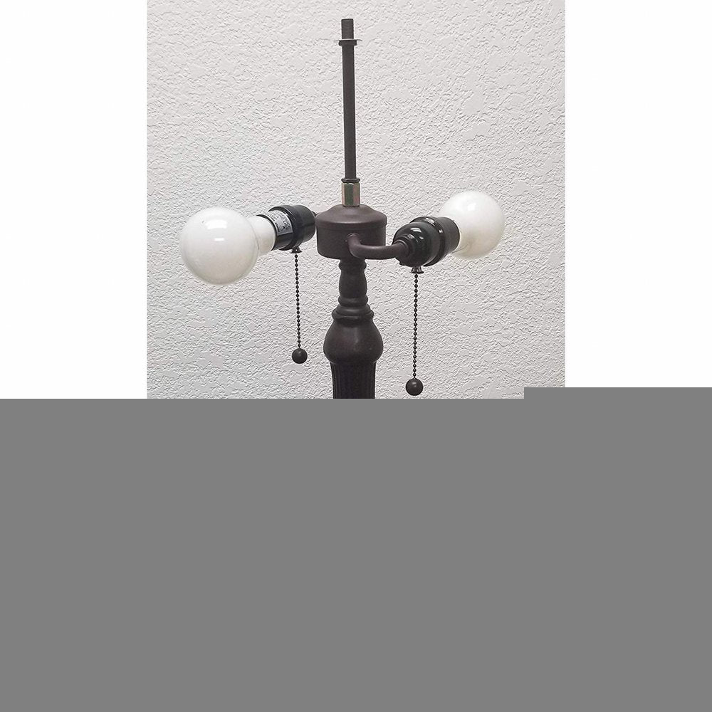 23" Dark Brown Metal Two Light Candlestick Table Lamp With White Shade