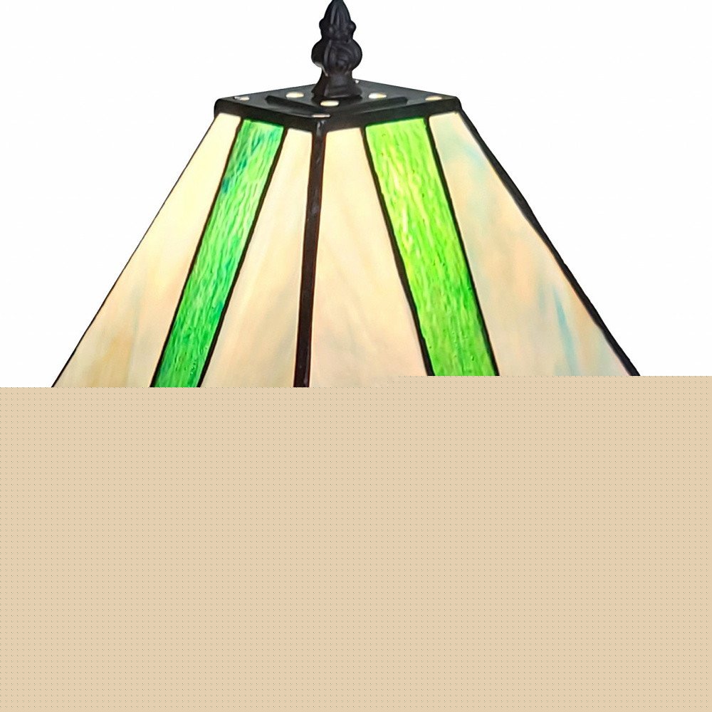 15" Dark Brown Metal Candlestick Table Lamp With Green Shade