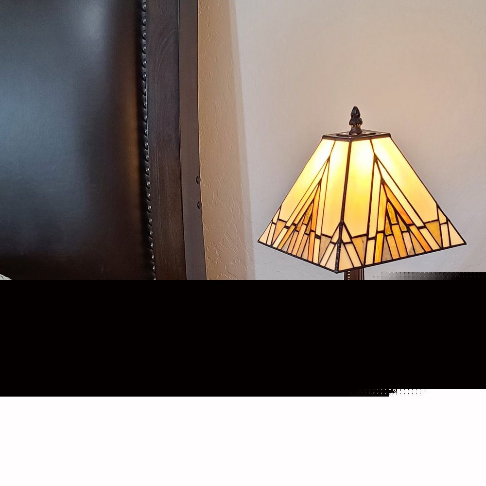 15" Dark Brown Metal Candlestick Table Lamp With Beige Shade