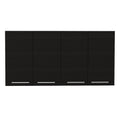 47" Black Wood Wall Mounted Accent Cabinet With Four Doors