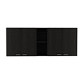 59" Black Wood Wall mounted Accent Cabinet With Five Shelves