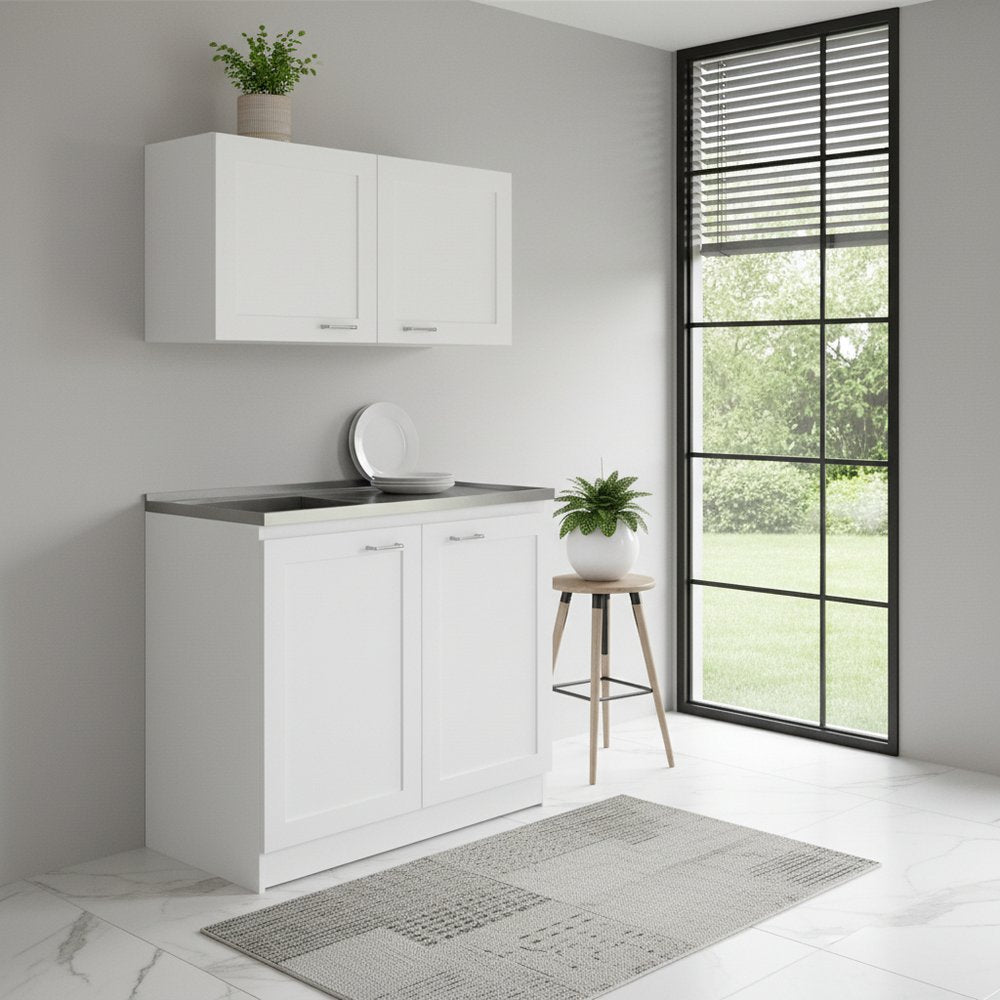42" Black and White Wood Accent Cabinet Set With Four Doors