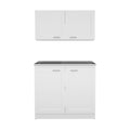 42" Black and White Wood Accent Cabinet Set With Four Doors