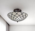 Black And White Unique Statement Two Light Glass Dimmable Chandelier With Black And White Shades