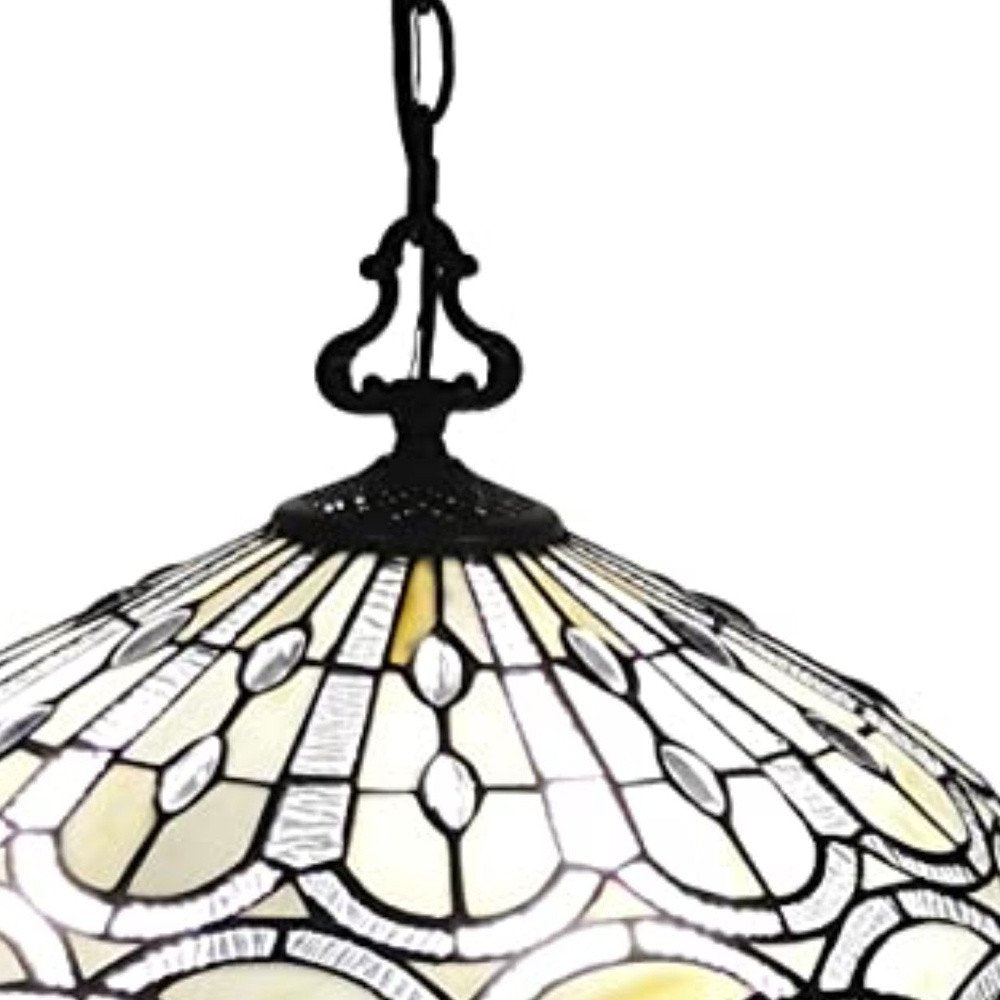 Black and White Unique Statement Two Light Glass Dimmable Ceiling Light With Black and White Shades