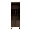 24" Walnut Wood Bar Cabinet With Two Doors