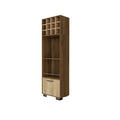 24" Beige and Mahogany Wood Corner Bar Cabinet With Single Door