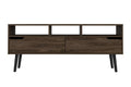 54" Dark Brown Wood Enclosed and Open Storage TV Stand
